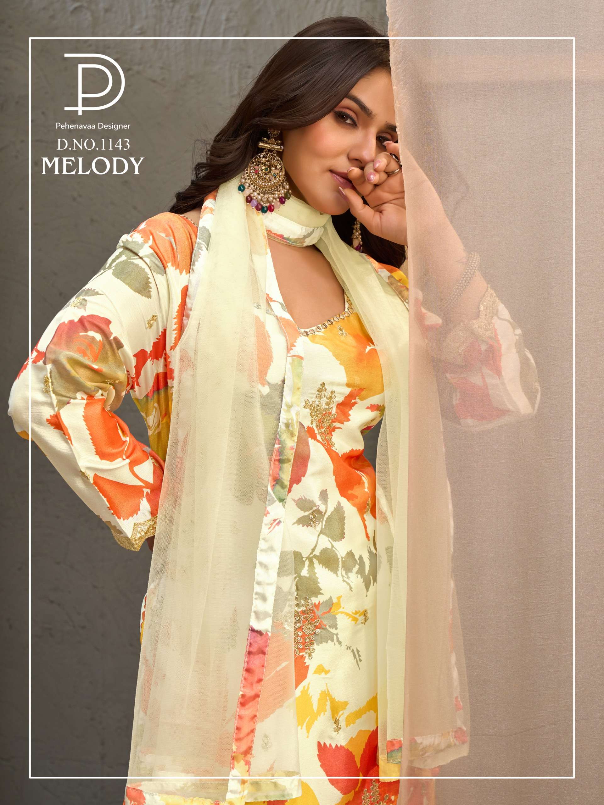 MELODY 1143 TO 1146 CHINON EMBROIDERY WORK PALAZZO TYPE SUIT THIS FESTIVAL TREND ONLINE